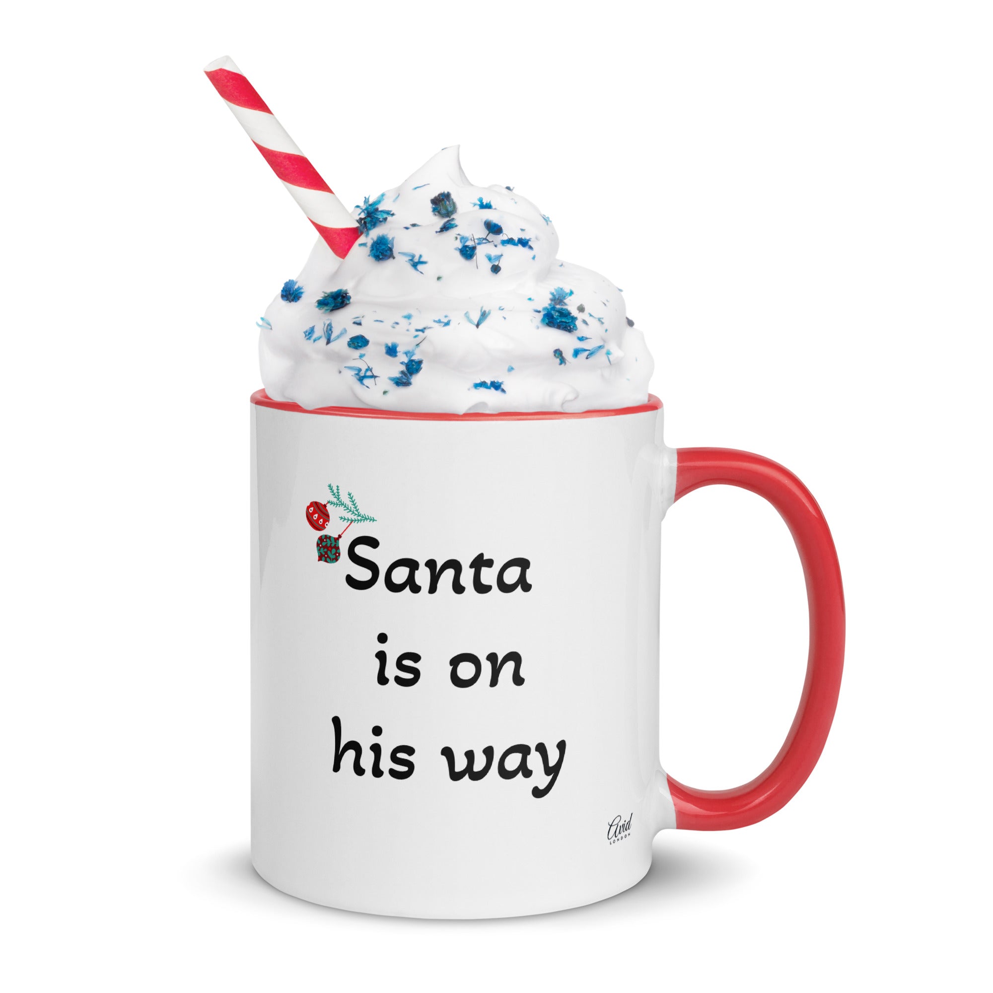 Santa is on his way - Mug with Colour Inside