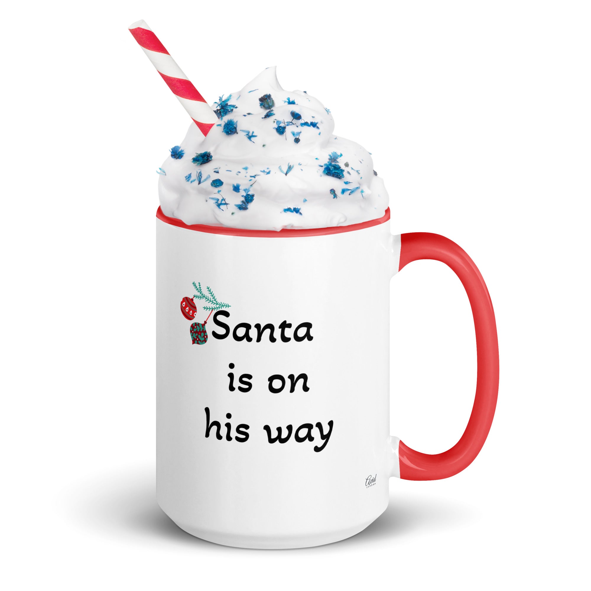 Santa is on his way - Mug with Colour Inside