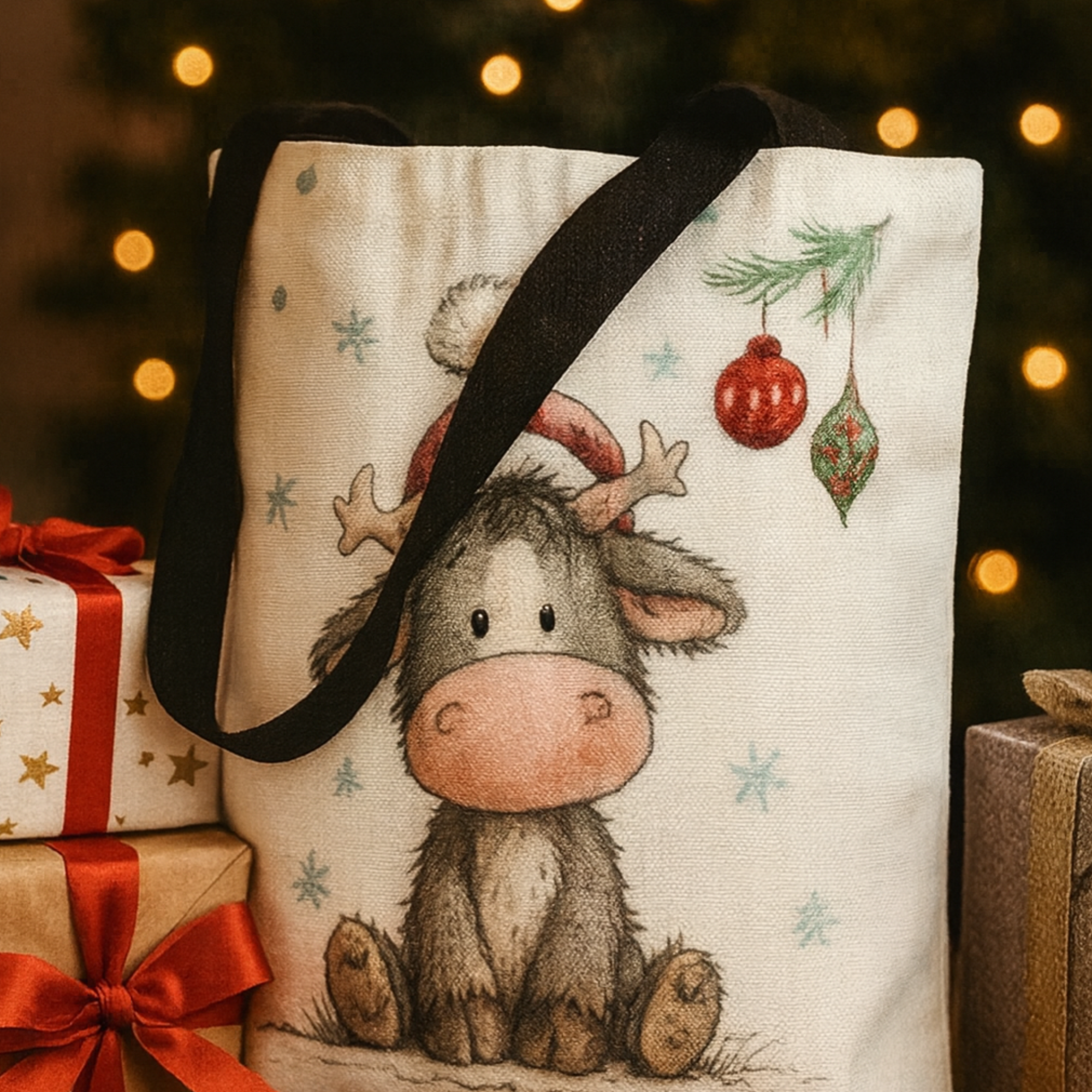 Avid London - Whimsical Reindeer - Christmas small Tote bag